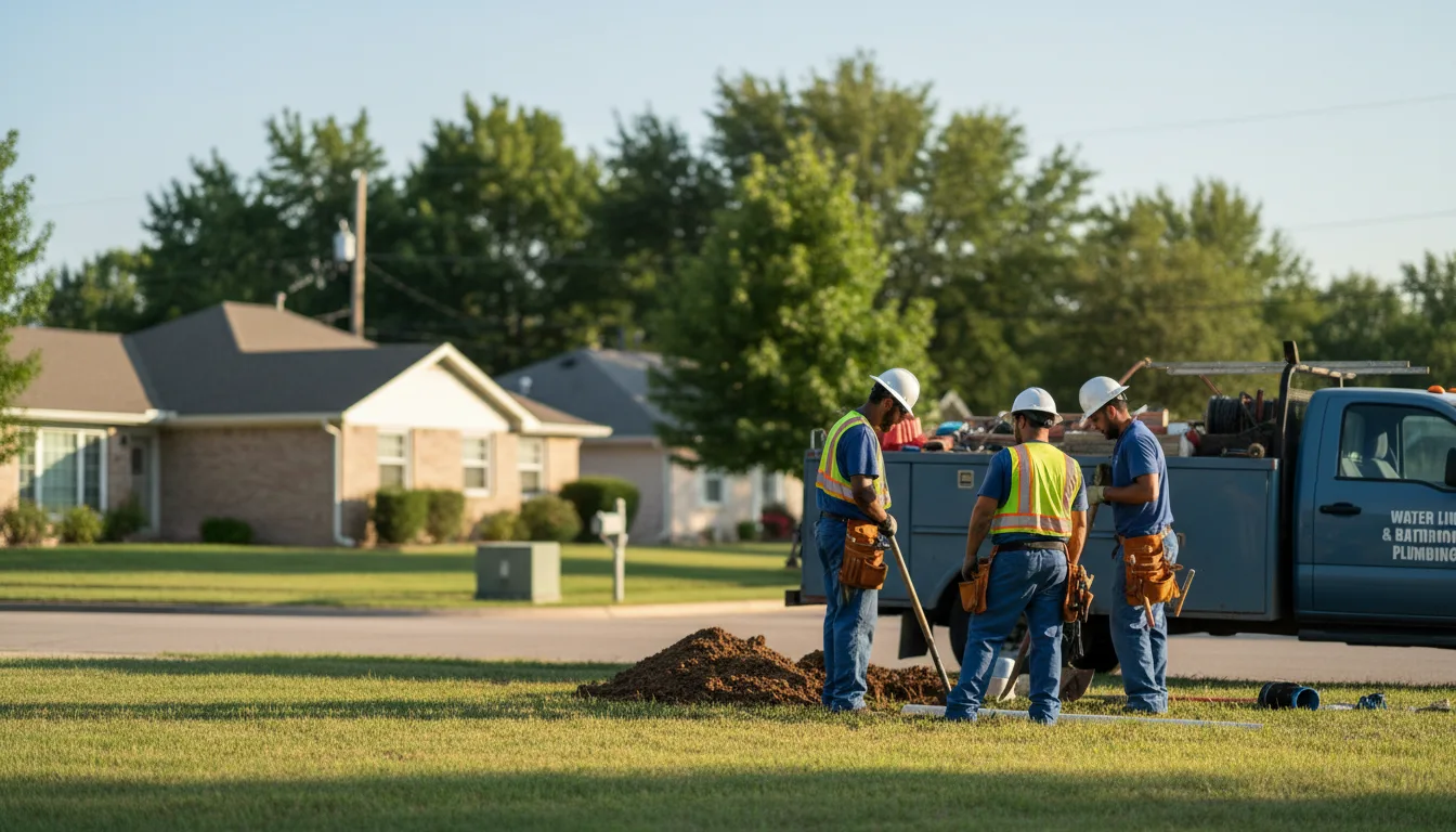 Residential water line and bathroom plumbing service in Kansas, OK